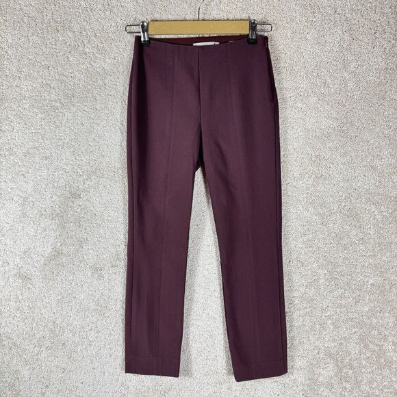 Vince Ponte Legging Front Seam Stitch Womens XS Black Cherry Skinny Stretch Pant - Picture 2 of 10